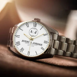 Reloj De Pulsera Luxury Modern Minimalist Monogram Personalized Wed