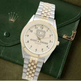 Reloj De Pulsera Luxury monogram cream couple names initials