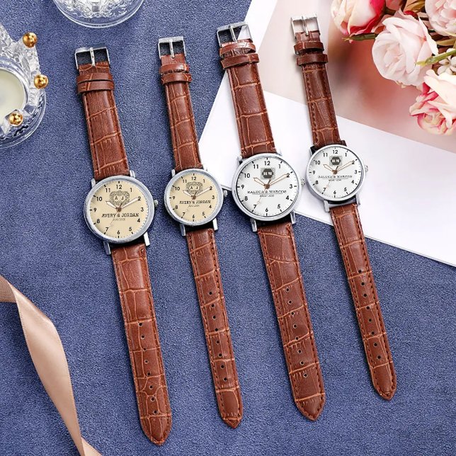 Reloj De Pulsera Luxury monogram cream couple names initials  (Subido por el creador)