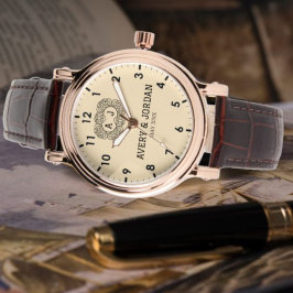 Reloj De Pulsera Luxury monogram cream couple names initials