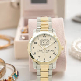 Reloj De Pulsera Luxury monogram cream couple names initials