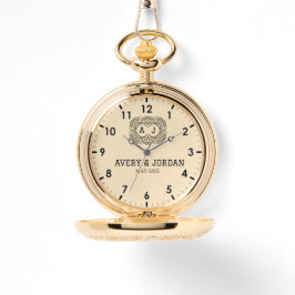 Reloj De Pulsera Luxury monogram cream couple names initials