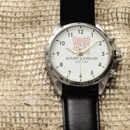 Reloj De Pulsera Luxury Monogram Elegant Initials Couple Names