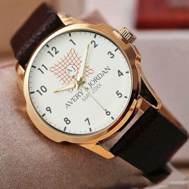 Reloj De Pulsera Luxury Monogram Elegant Initials Couple Names (Subido por el creador)