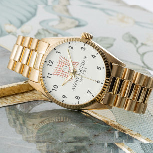 Reloj De Pulsera Luxury Monogram Elegant Initials Couple Names