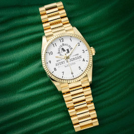 Reloj De Pulsera Luxury Monogram Elegant Initials White and black