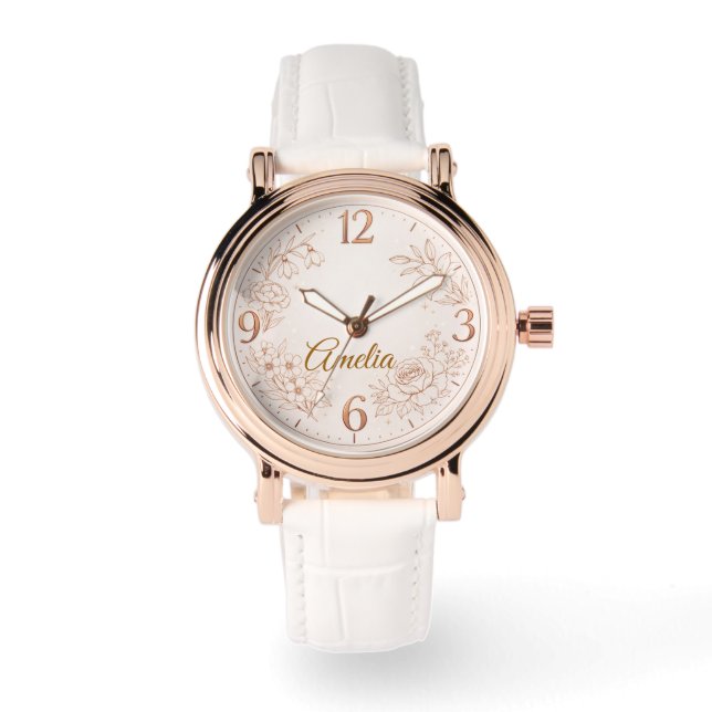 Reloj De Pulsera Luxury Personalized Birth Flower Watch Gift (Anverso)