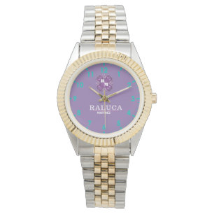 Reloj De Pulsera Luxury Purple Gold Personalized Custom Monogram