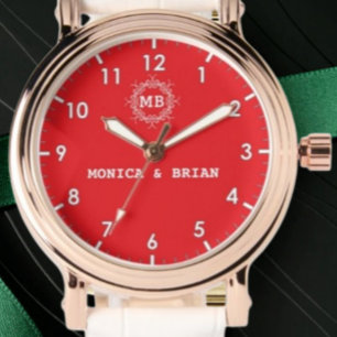Reloj De Pulsera Luxury red Monogram couple names red