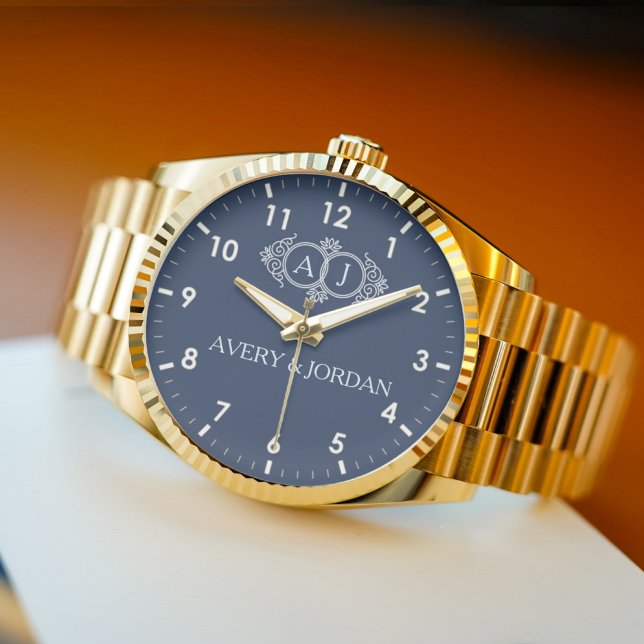 Reloj De Pulsera Luxury romantic couple name monogram wristwatch (Subido por el creador)