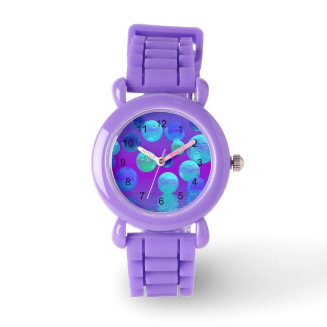 Reloj De Pulsera Luz abstracta violeta, cian y púrpura (Anverso)
