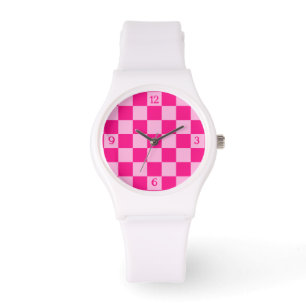Reloj De Pulsera Luz de control retro geométrico rosa caliente con