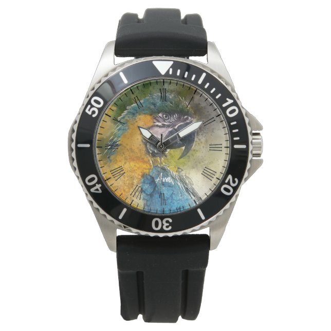Reloj De Pulsera Macao azul y amarillo (Ara ararauna) (Anverso)