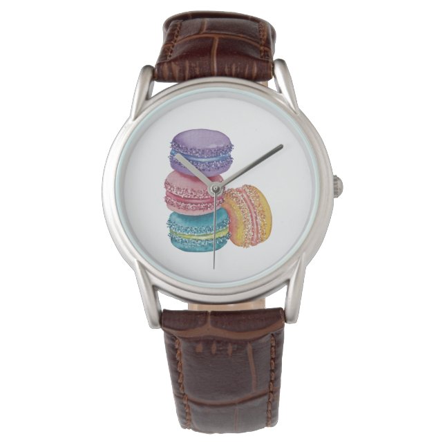 Reloj De Pulsera Macarones De Arcoiris Cuidados En Acuarela (Anverso)