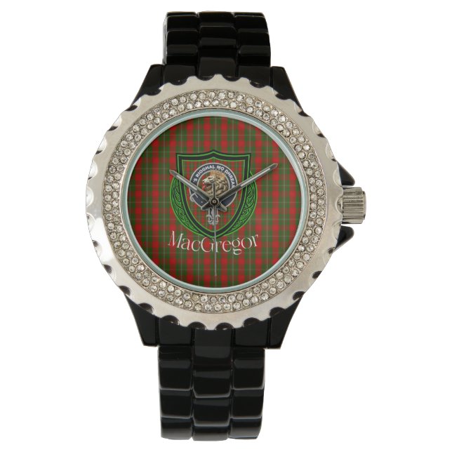 Reloj De Pulsera MacGregor Scottish Clan Tartan & Crest (Anverso)