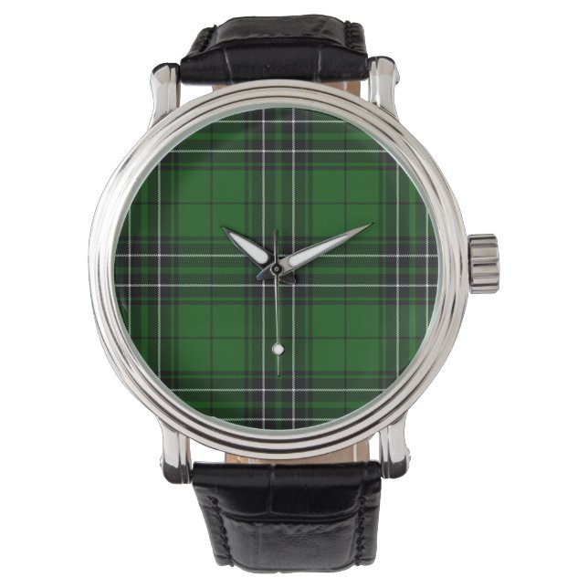Reloj De Pulsera MacLean Tartan Green y Black Plaid (Anverso)