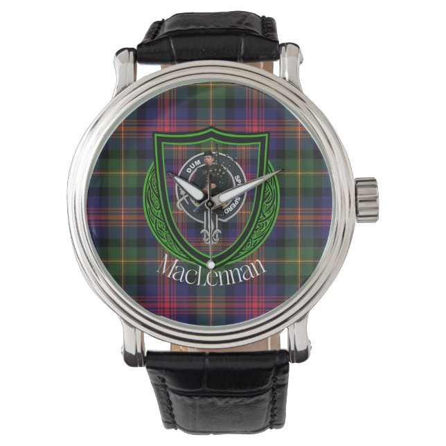 Reloj De Pulsera MacLennan Scottish Clan Tartan & Crest (Anverso)