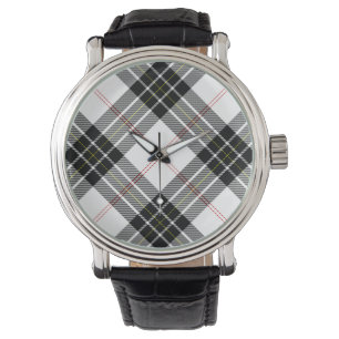 Reloj De Pulsera MacPherson tartan blanco negro plaid