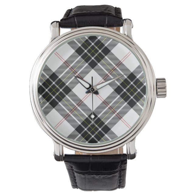 Reloj De Pulsera MacPherson tartan blanco negro plaid (Anverso)