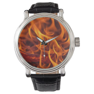 Reloj De Pulsera Macro de llama de fuego