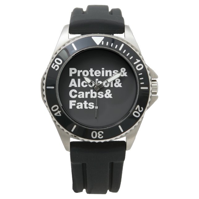 Reloj De Pulsera Macronutrientes. Proteínas, alcohol, carbohidratos (Anverso)