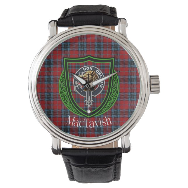 Reloj De Pulsera MacTavish Scottish Clan Tartan & Crest (Anverso)