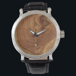 Reloj De Pulsera Madera de madera de teca rústica de madera textura<br><div class="desc">Fotografía de primer plano de una textura rústica de madera de teca marrón chocolate. Un diseño sencillo y minimalista con temática de madera. Puede añadir fácilmente más texto / información / detalles y/o fotos a este producto. También puede cambiar el fondo base a cualquier color de su elección. Más opciones...</div>