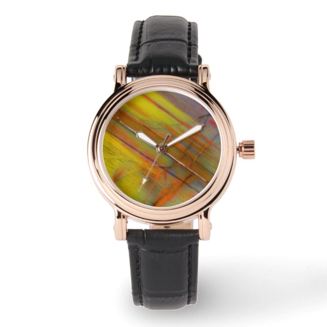 Reloj De Pulsera Madera petrificada amarilla (Anverso)