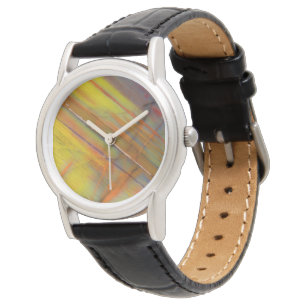 Reloj De Pulsera Madera Petrificada Amarilla