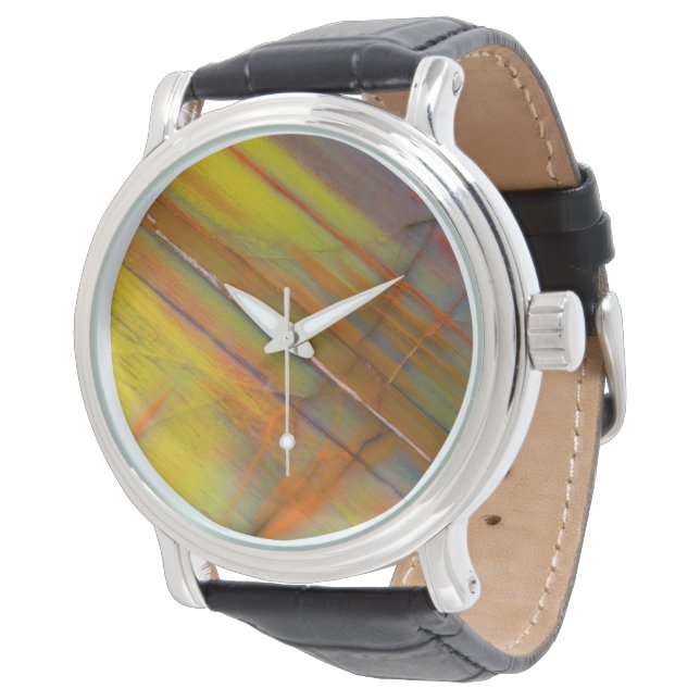 Reloj De Pulsera Madera petrificada amarilla (Angular)
