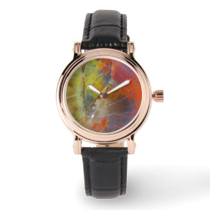 Reloj De Pulsera Madera Petrificada color arcoiris