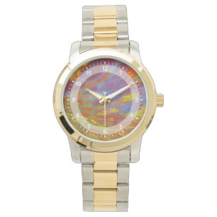 Reloj De Pulsera Madera Petrificada Colorida en primer plano