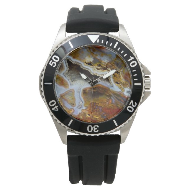 Reloj De Pulsera Madera Petrificada Con Cristales (Anverso)