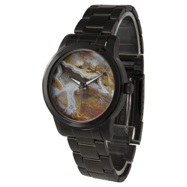 Reloj De Pulsera Madera Petrificada Con Cristales (Angular)