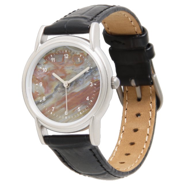 Reloj De Pulsera Madera Petrificada Estriada (Angular)