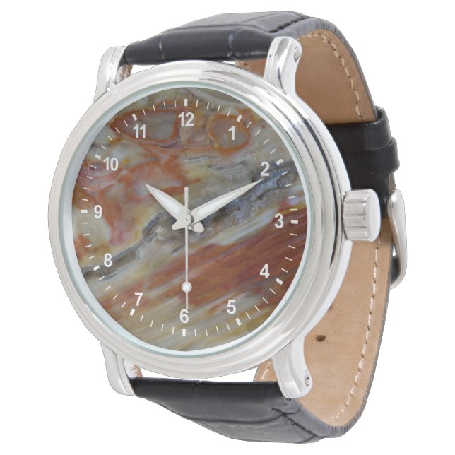 Reloj De Pulsera Madera Petrificada Estriada (Angular)