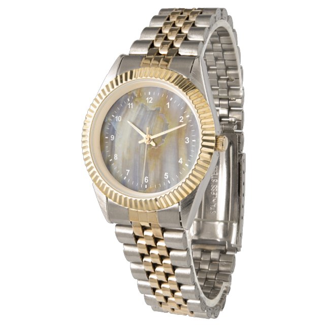 Reloj De Pulsera Madera Petrificada Ondulada (Angular)