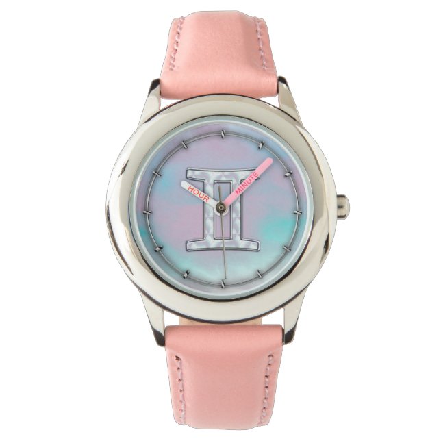 Reloj De Pulsera Madre del símbolo zodiaco de Pearl Gemini (Anverso)