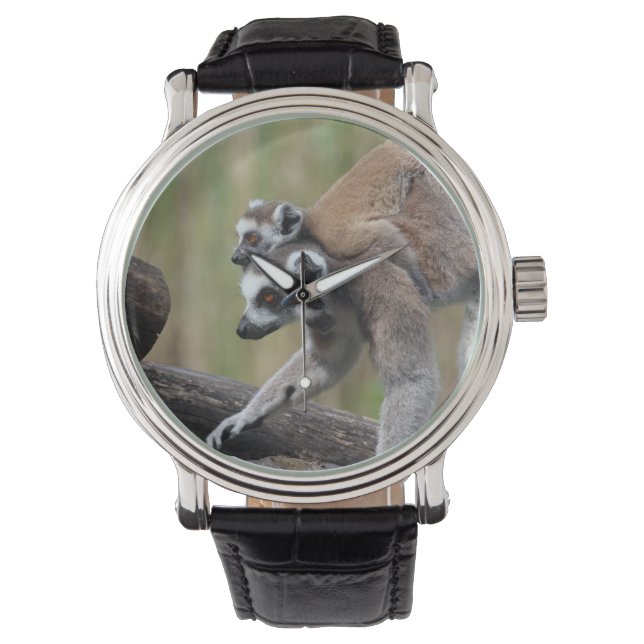 Reloj De Pulsera Madre Y Bebé De Lemur De Canto (Anverso)