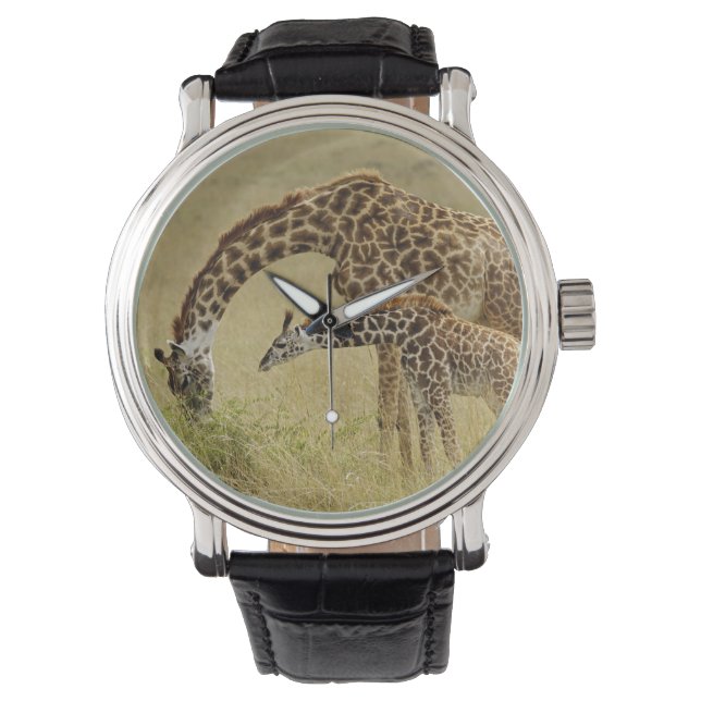 Reloj De Pulsera Madre y bebé Masai Giraffe, Giraffa (Anverso)