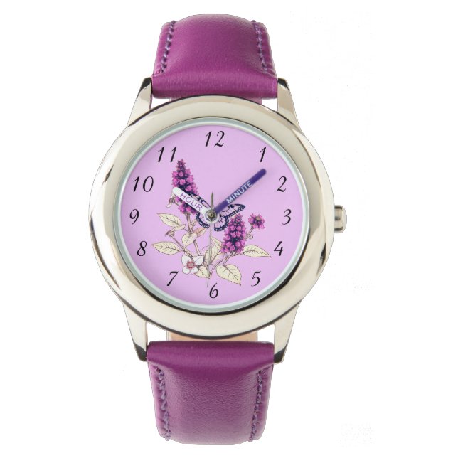 Reloj De Pulsera Magenta Butterfly Bush (Anverso)