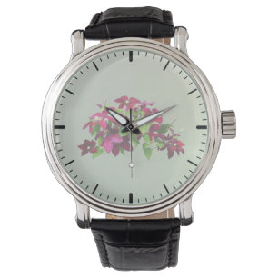 Reloj De Pulsera Magenta Clematis Con Vino