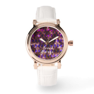 Reloj De Pulsera Magenta púrpura de vidrio manchado