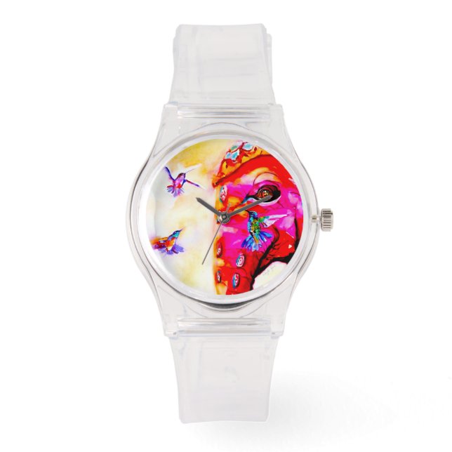 Reloj De Pulsera "Magia en todos los tamaños" Hummingbirds & Elepha (Anverso)