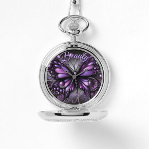 Reloj De Pulsera Mágica Mariposa Gótica Púrpura Personalizada