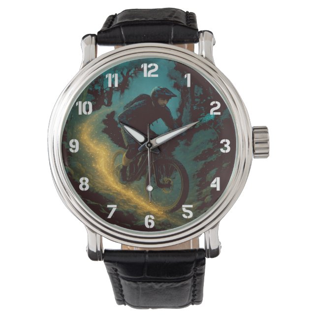 Reloj De Pulsera Magical Montaña Biking Adventure Trail Scene (Anverso)