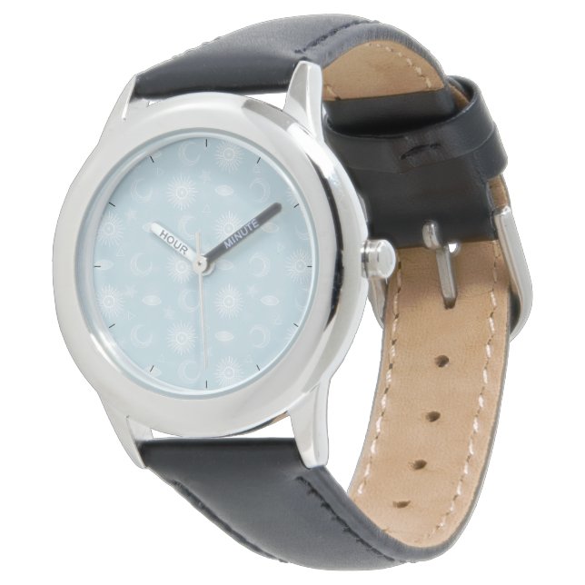 Reloj De Pulsera Magnífica Luna Blanca Estrellas solares Patrón azu (Angular)