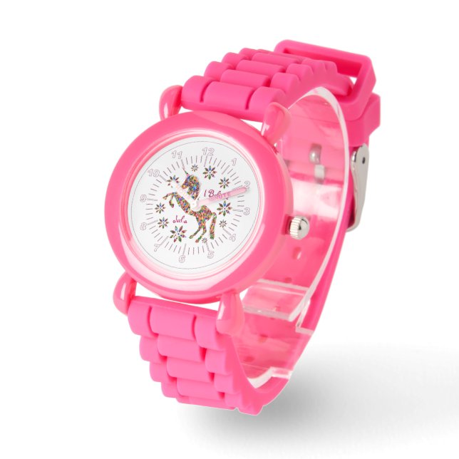 Reloj De Pulsera Magnífica Purpurina unicornio Girly Cute Personali (Ángulo)