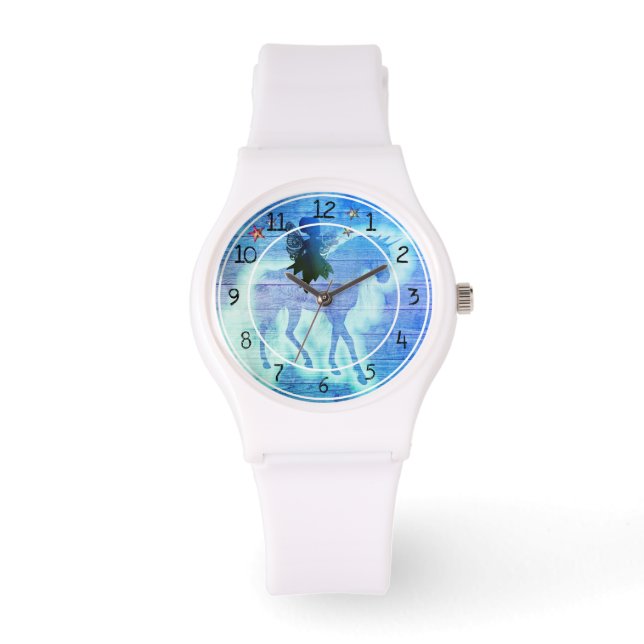 Reloj De Pulsera Magnífico unicornio azul verde (Anverso)