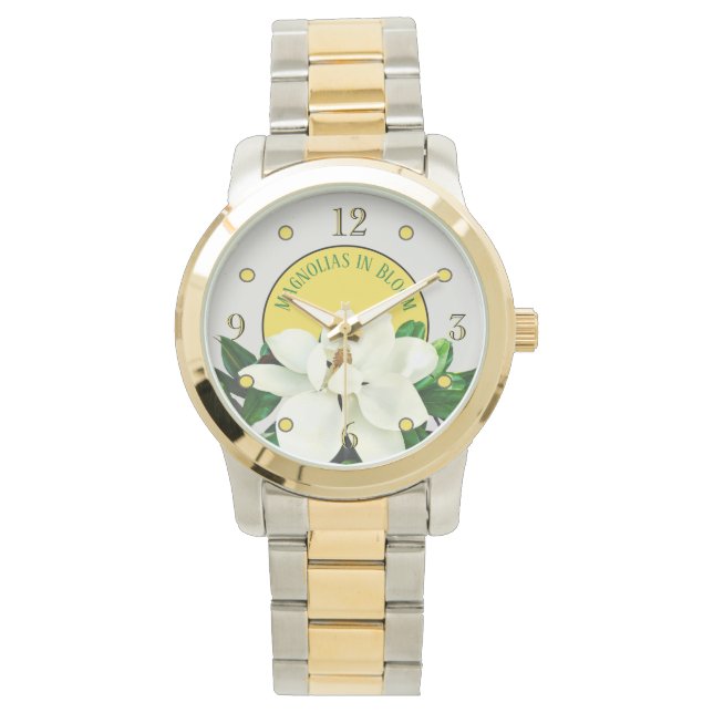 Reloj De Pulsera Magnolia Bloom | Elegante mujer de dos toques (Anverso)